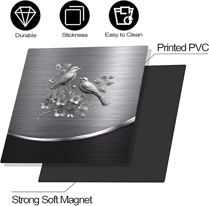 Grey Metal Silver Pattern,Dishwasher Cover Sheet, Magnetic Bird Flower Polishing Steelbird Dishwasher Skin Decor, Silver Texture, 23X26 INCH Magnet Rerigerator Wrap, Kitchen Panel Full Decal