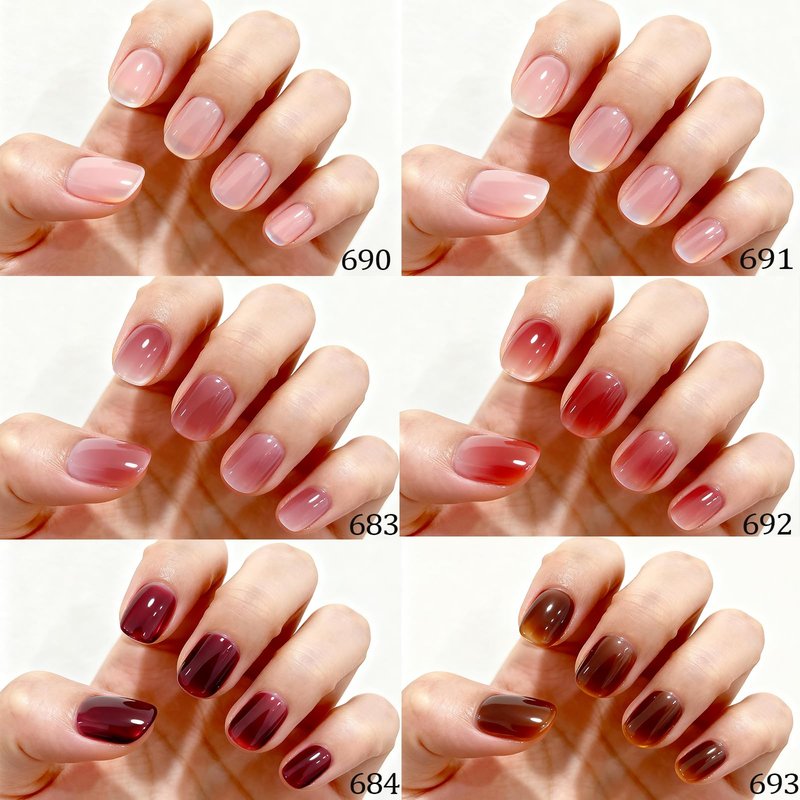 AzureBeauty Dip Powder Set 6 Pcs Jelly Blush Gradient , Natural Dipping Powder French Nail Art Starter Manicure Salon DIY at Home