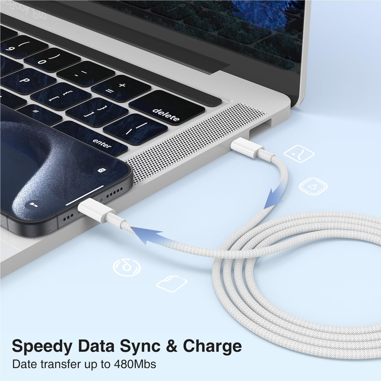 LOFPYE 3-Pack Grey 3.3FT 60W USB C to USB C Cable, Type C Fast Charging Cable for iPhone Air 17 16e 16 15 Pro Plus Pro Max,for Galaxy S25/S24, for iPad Pro/Air/mini, for MacBook Pro/Air and More