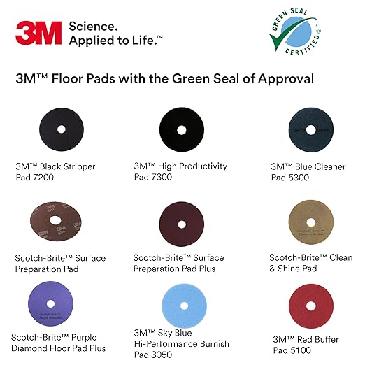 3M Blue Cleaner Floor Pad 5300, 11", 5/Case, Heavy Duty Scrubbing Pad for Hard Surface Floors