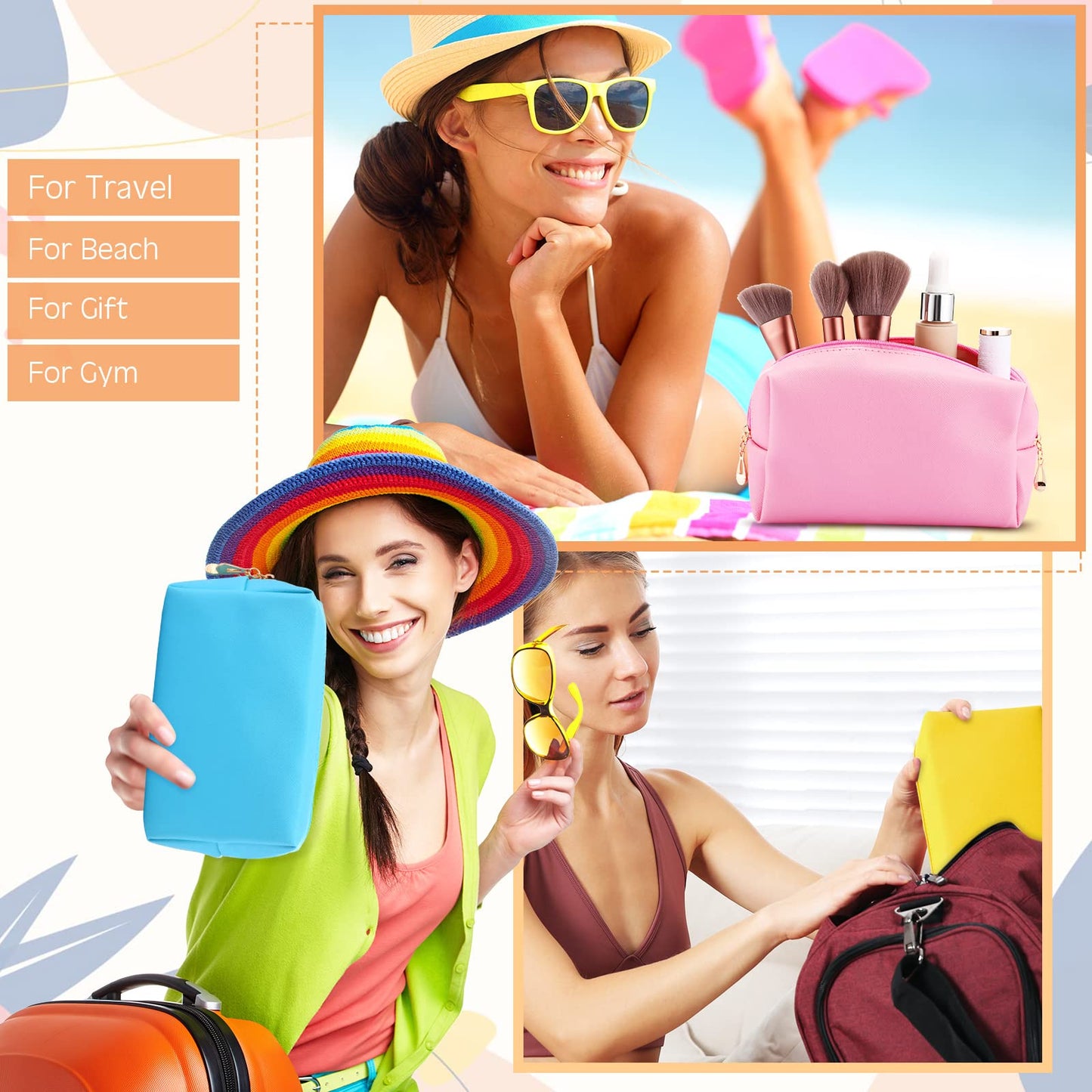 Kigeli Aesthetic Makeup Bags PU Leather Cosmetic Pouches Waterproof Plain Toiletry Bags Makeup Pouches Bulk for Women Party Gift Travel Storage Organizer(Macaron,7.1 x 2.8 x 4.3 in)