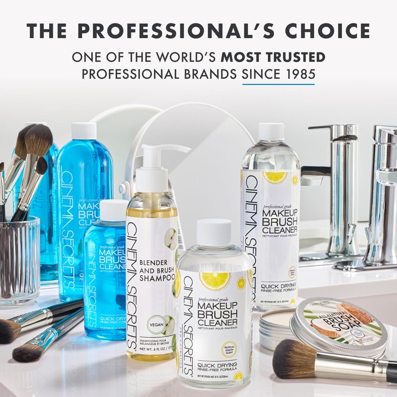 Makeup Brush Cleaner Solution | Quick-Drying, Rinse-Free Formula - Removes Waterproof Makeup - Lemon Scent