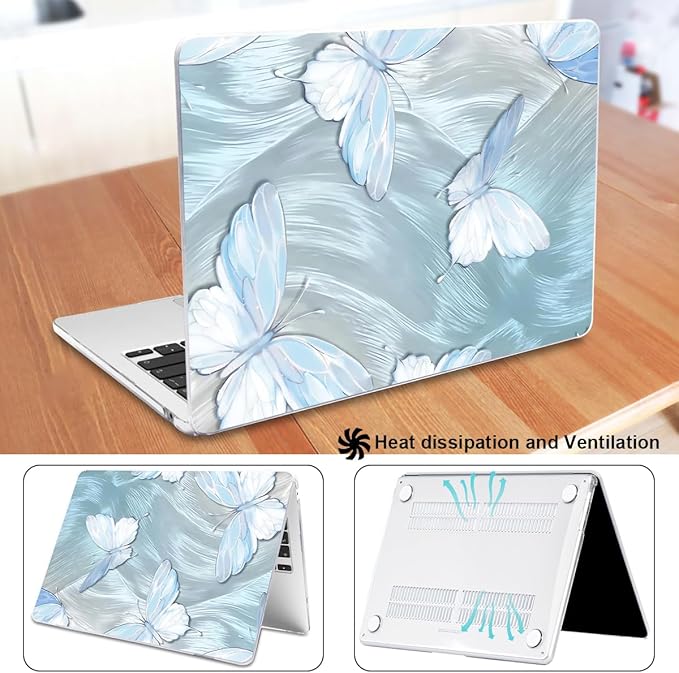 LCMOCICO for MacBook Air 13 inch Case M5 M4 M3 M2 Chip 2026 2025-2022 Release A3449 A3240 A3113 A2681, Scratch Resistant Hard Shell Protective Laptop Cover for Mabook Air 13.6 M5, Tin Foil Butterfly