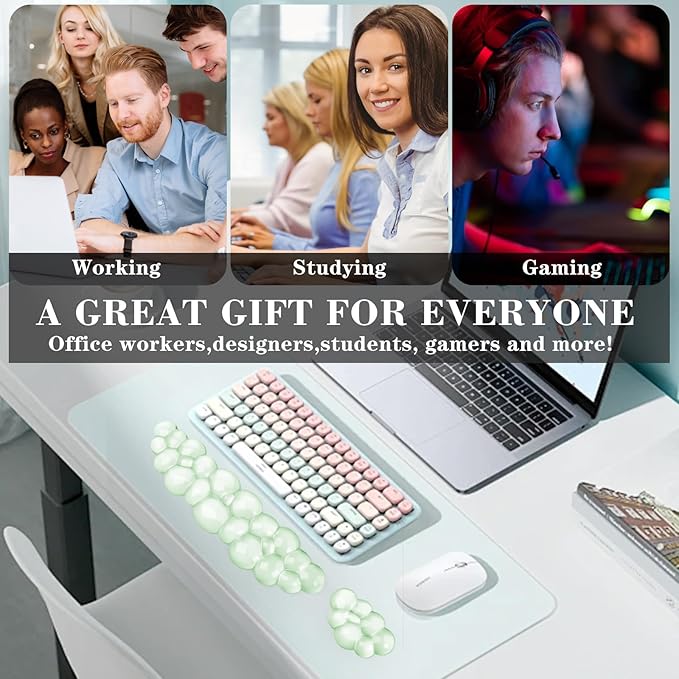 Gel Cloud Keyboard and Mouse Wrist Rest, Cute Wrist Support and Arm Support Keyboard Rest for Keyboard and Mouse Typing Pain Relief,Suitable for Office/Computer/Laptop/Gaming (Green)