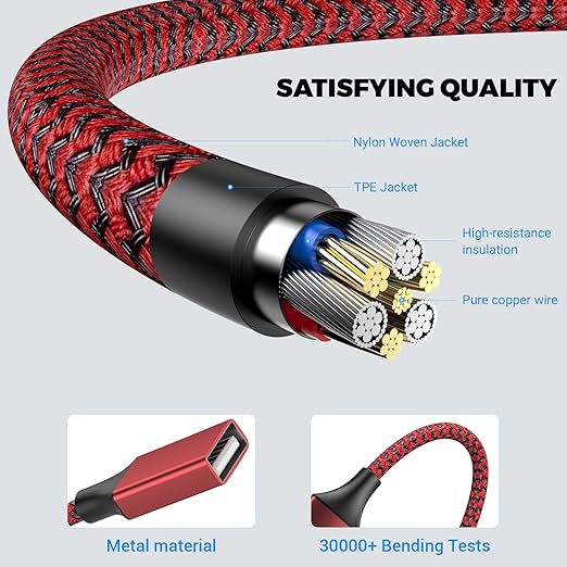 POHFP 6.6FT USB Splitter 3 in 1 Out, A Male to 3 Female Extension Y Cable Support Charging and Data Transfer for TV/PC/Laptop/Keyboard/ PS4/5/ Flash Drive/LED Etc.(Red)
