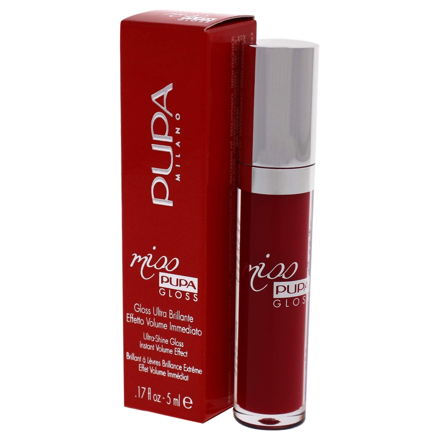 PUPA Milano Miss PUPA Milano Lip Gloss - Shiny, Smooth, Plump - Soft, Innovative Gel Texture - Glides Smoothly On Lips - For A Moisturizing And Volume Enhancing Effect - 305 Essential Red - 0.17 OZ