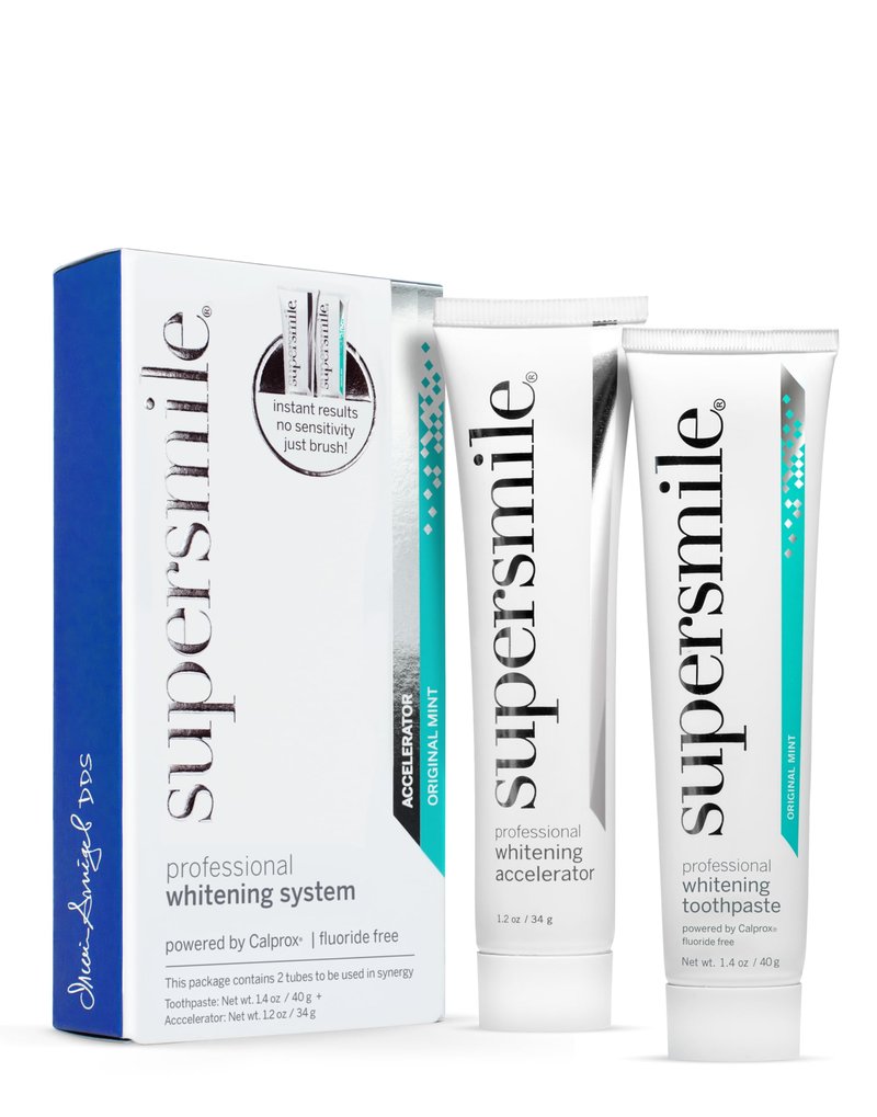 Supersmile Fluoride-Free Whitening System â 1.4oz Professional Grade Whitening Toothpaste & 1.2oz Accelerator â Whitens up to 6 Shades & Strengthens Enamel