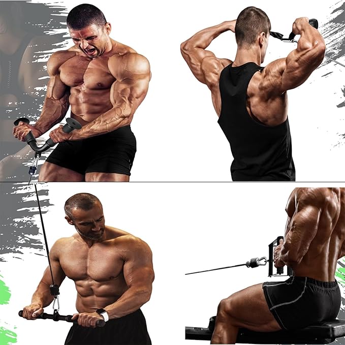 Cable Machine Attachment LAT Pulldown Attachments Cable Machine Accessories for Home Gym Weight Workout (Black-4)