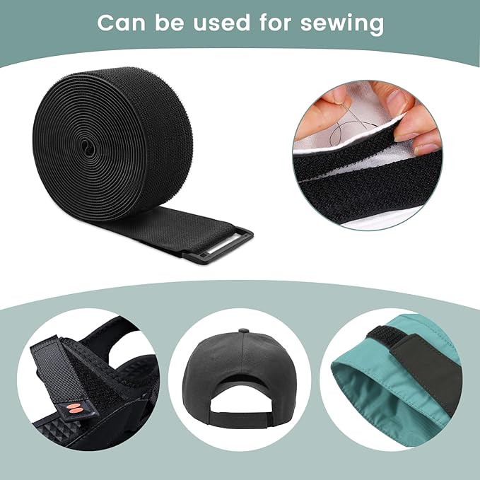 WSZJINB 1.5In x 32Ft Cable Straps Heavy Duty With 40 Buckles, Black Hook and Loop Straps, Reusable Cable Ties for Organizer or Storage