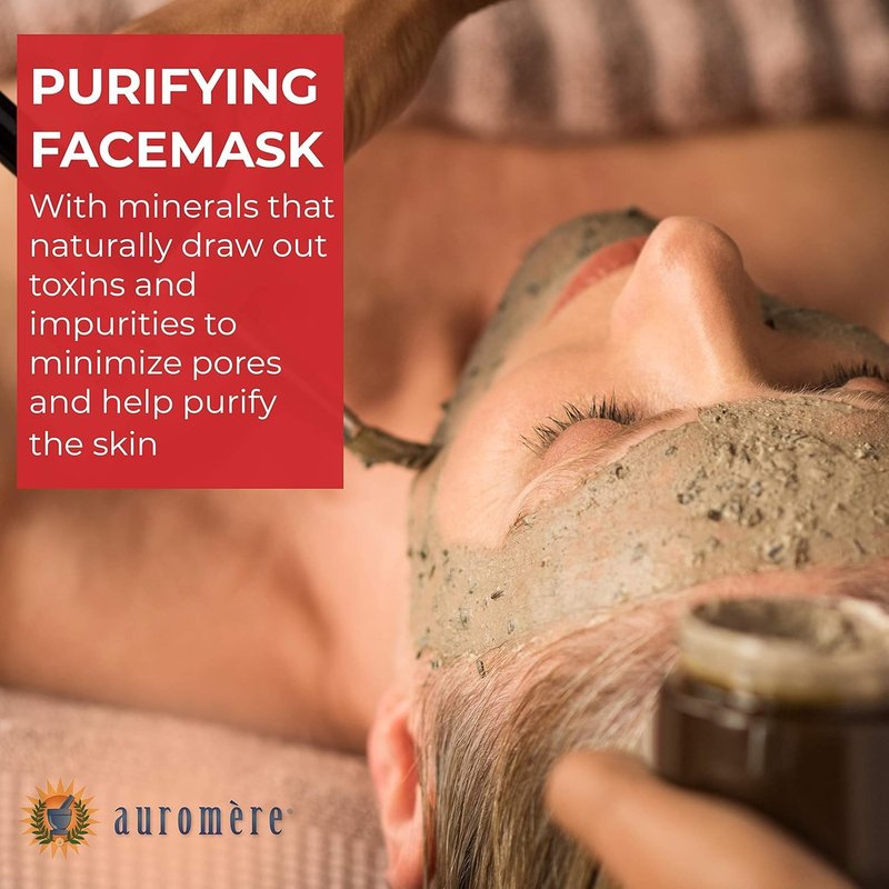 Auromere Ayurvedic Indian Healing Clay Mask for Natural Skin Care - Exfoliating Body Scrub and Facial Mask for Skin and Face Care - Mud Mask Unclogs Pores and Rejuvenates Sensitive or Oily Skin - 16oz