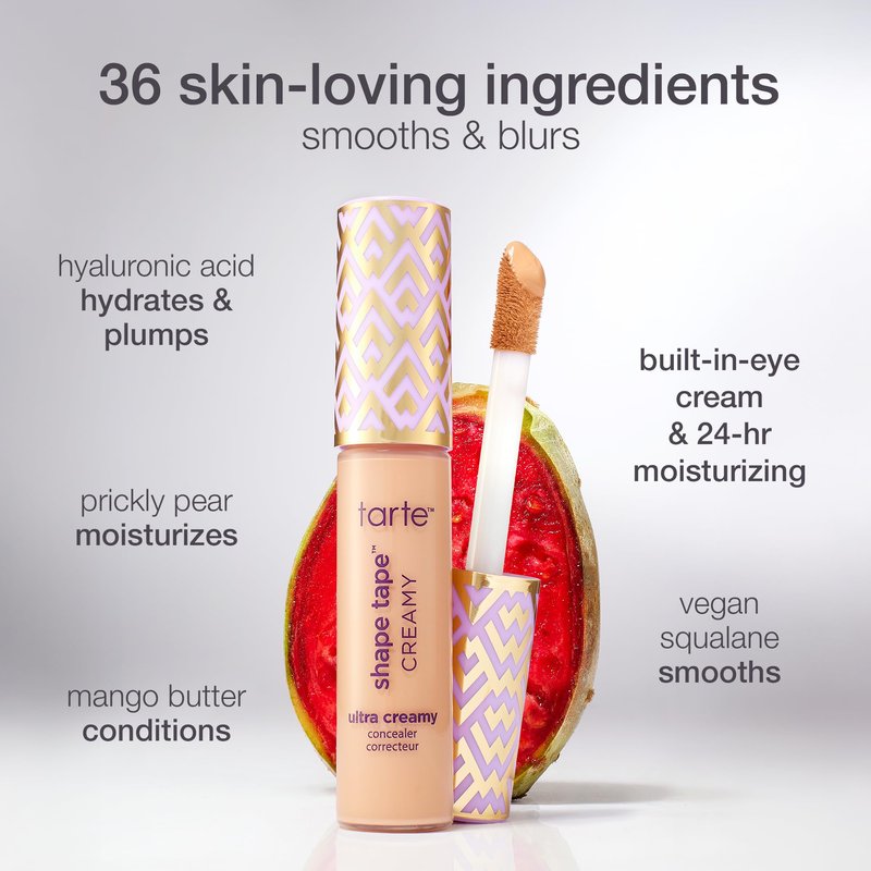 tarte shape tape creamy concealer – Full Coverage Makeup with Built-In Eye Cream, 24HR Hydrating Natural Moisturizing Matte Finish for Redness & Fine Lines, Vegan & Cruelty-Free, travel size, 54H