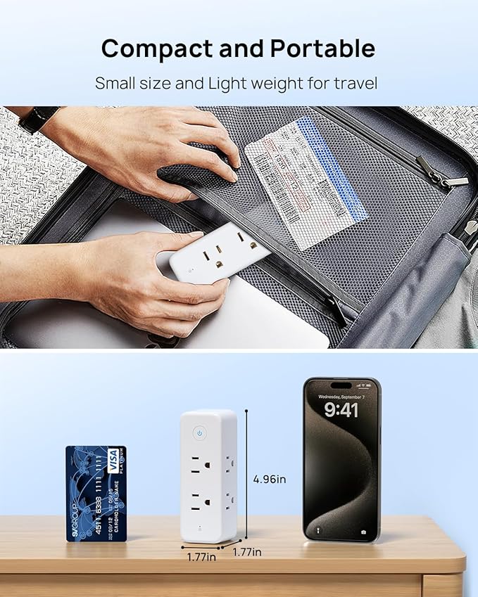 TROND Outlet Extender Surge Protector - 6 AC Outlet Splitter with 360 Rotating Plug, Multi Sockets Wall Expander with Power Switch, 1440J, 3 Way Plug Adapter for Home Bathroom Kitchen Office Dorm