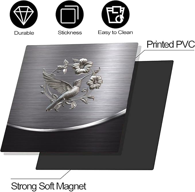 Grey Metal Silver Bird with Flower Pattern Magnetic Dishwasher Cover Sheet Polishing Steelbird Dishwasher Skin Decor Silver Texture 23X26 INCH Magnet Rerigerator Kitchen Panel Decal Sticker