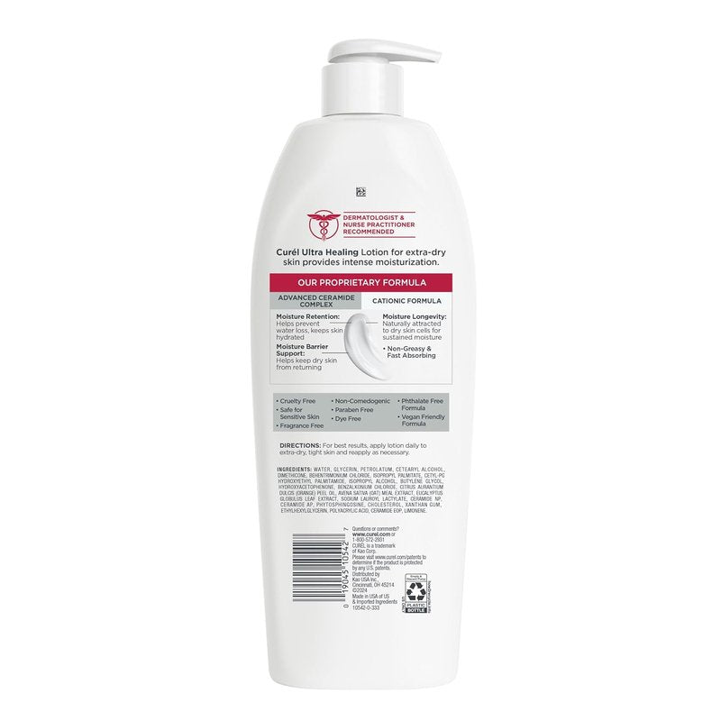 Curel Ultra Healing Lotion - Fragrance-Free Moisturizer for Extra-Dry Skin | 13 Oz, Pack of 3