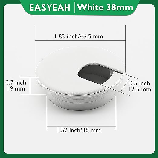 EASYEAH 10 Pcs Desk Grommet 1-1/2" / 38 mm, Desk Cord Hole Cover, Cable Grommet ABS Plastic, Desk Hole Grommet for Home & Office Pc, Detachable Cable Cord Organizer-White