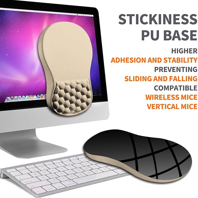 Armanza Ergonomic Joint Wrist Support Mouse Pad with Memory Foam Cushion Massage Bump, Carpal Tunnel Pain Relief Mousepad Slope Design for Wrist Rest, 11.8x7.9 in, Apricot