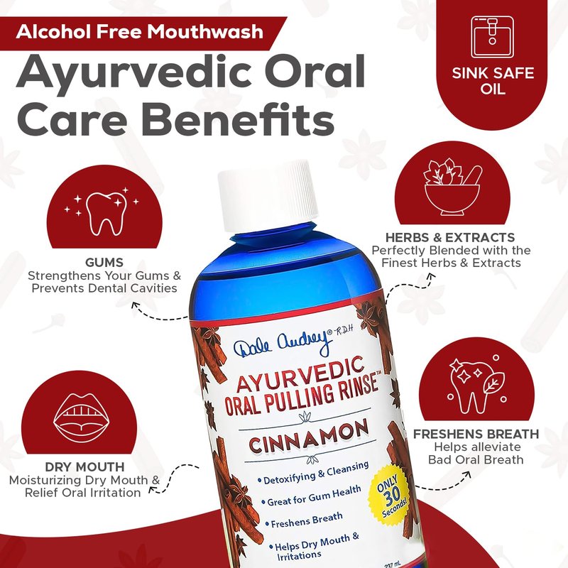 Oil Pulling for Teeth and Gums | Natural Oral Pulling Rinse Mouthwash | Cinnamon Flavor Mineralizing Tooth Paste for Whitening and Sensitive Teeth | Professional Flexible Metal Tongue Brush