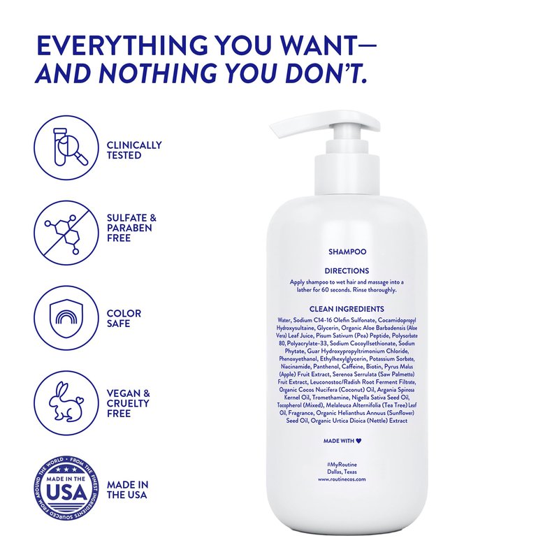 Routine Wellness Anti-Thinning Volumizing Shampoo for Thinning Hair & Hair Loss - Grow Your Confidence with Biotin & DHT Blockers - 14 oz Coconut & Vanilla
