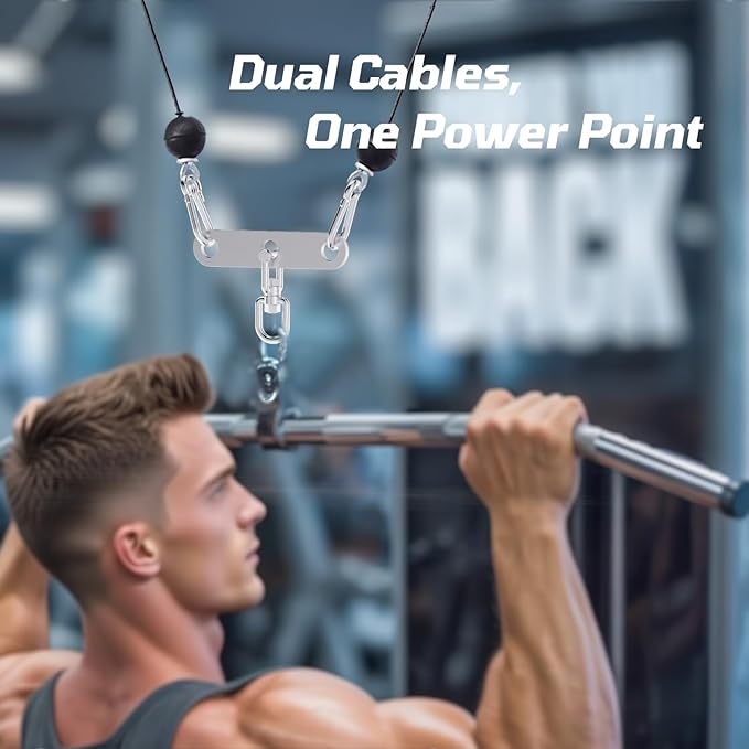 Lights Mountain Double to Single Cable Machine Adaptor Plate with Swivel, Heavy Duty Stainless Steel 6mm, Rust-Resistant Attachment for Gym Pulley System, Fits V Bar, Straight Bar, Rope Handles