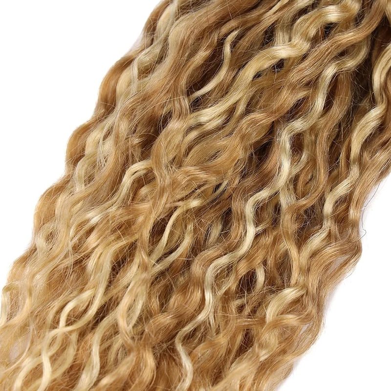 P27/613 Blonde Human Braiding Hair Deep Wave Bulk 18 18 18 Inch Human Hair Weave 3 Bundle Unprocessed Brazilian Virgin Hair Honey Blonde Deep Wave Braiding Hair Extensions 50 Grams/Bundle