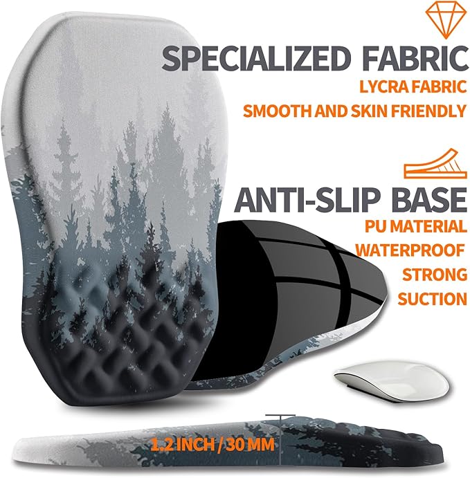 Armanza Ergonomic Slope Mouse Pad Wrist Support, Wrist Rest Mousepad for Carpal Tunnel Pain Relief with Massage Bulge and Slow Rebound Memory Foam (12x8 inch, Forest)