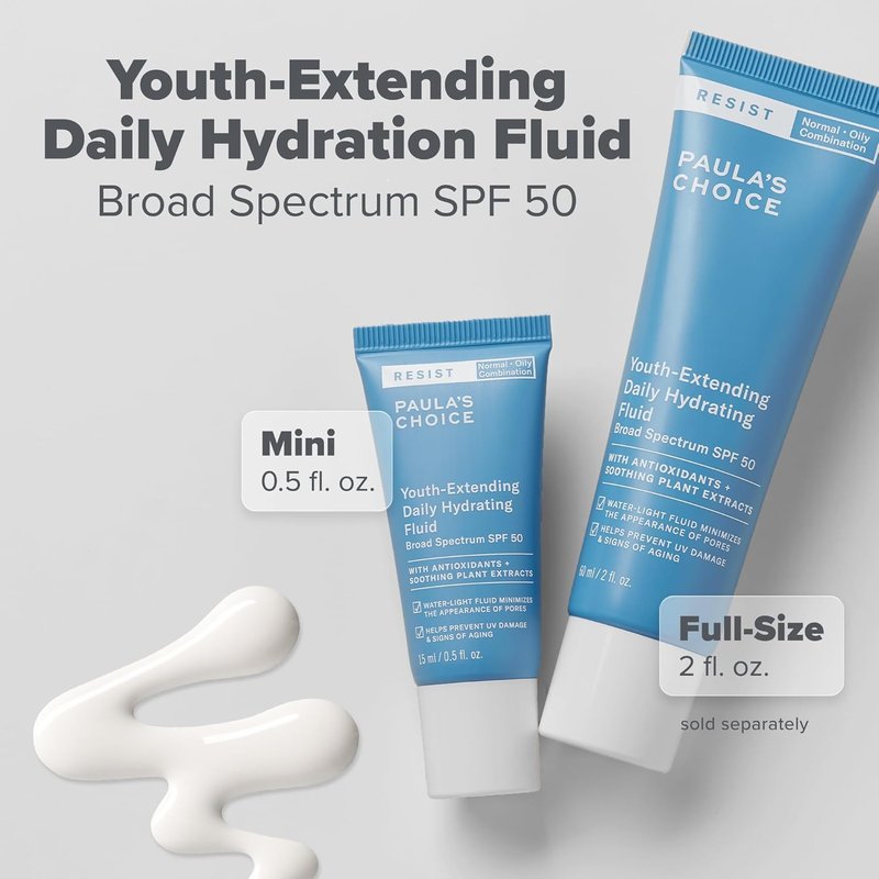 Paula's Choice Daily Hydrating Fluid Face Moisturizer SPF 50 - Fragrance-Free, Chamomile & Vitamin E for Oily Skin