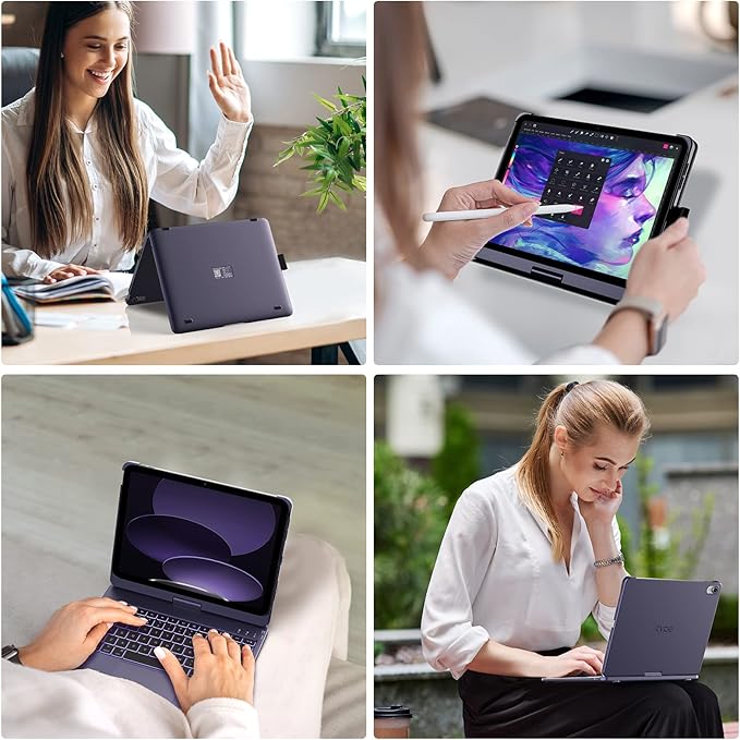 typecase Touch iPad 11th 10th Generation Case with Keyboard (11" 2025, A16 & 10.9" 2022) – 360° Rotatable, 11-Color Backlit, Multi-Touch Trackpad, Pencil Holder, Thin & Light – Midnight Amethyst