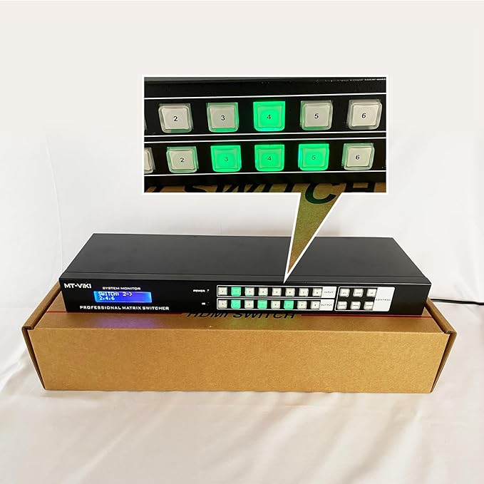 MT-VIKI 4K HDMI Matrix Switch 8X8 w/Web GUI & Audio Extraction w/Remote, 4K@30Hz, Rack Mount Switcher & Splitter, EDID, RS232, LAN Port, APP, Fit 1U 19'' Rack for Conference Room, Church, Bar