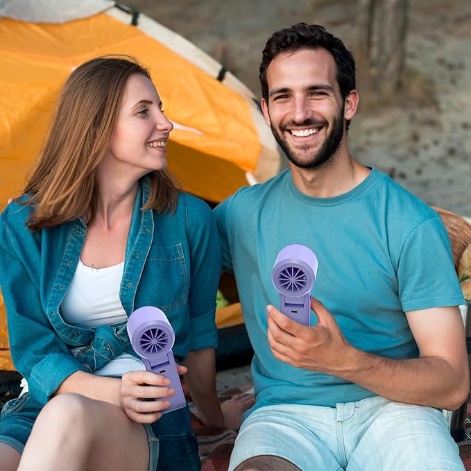 Koucen Portable Handheld Fan Rechargeable 100 Speeds Turbo Ice Cooling Personal Mini Fan Small Foldable 3-IN-1 for Neck/Desk/Hand, Travel Essentials Gifts for Women Men/Violet