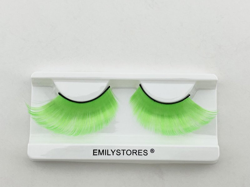EMILYSTORES Dramatic Green False Eyelashes, Halloween Costume Shamrock Lashes 1 Pair for St. Patrick's Day (Green)