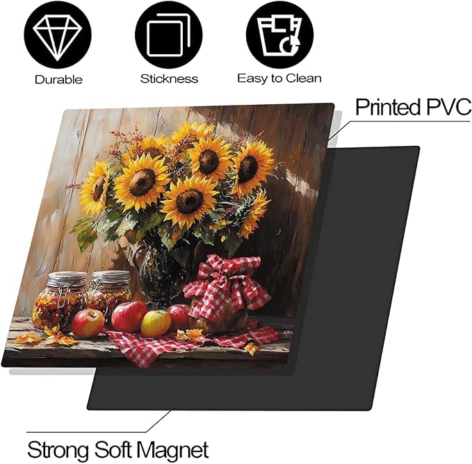 Sunflower Apples Magnet Dishwasher Cover Decorative Farmhouse Kitchen Vintage Dishwasher Covers for The Front Dishwasher Door Magnet 23" x 17" Magnetic