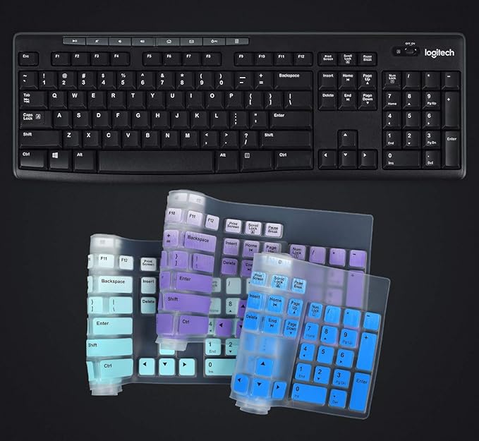 Keyboard Cover for Logitech MK370 MK295 MK270 K270 Keyboard, Logitech MK370 MK270 K270 Keyboard Skin Protector - Gradual Blue