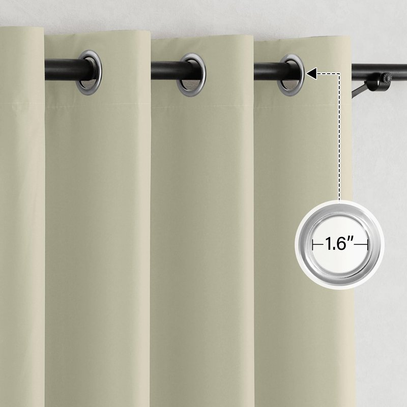 NICETOWN 100% Blackout Muted Beige Curtains 84 inches Long, Grommet Energy Saving Thermal Insulated Window Treatments Lightweight for Bedroom/Home Office, W52 x L84, 2 Panels