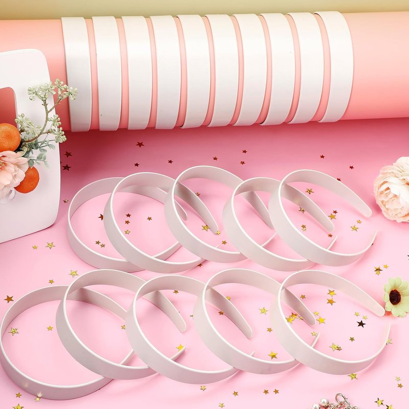 Plastic Headbands for Women - 100 Pcs Bulk No Teeth 1 Inch Wide | DIY Craft Hair Accessories, White