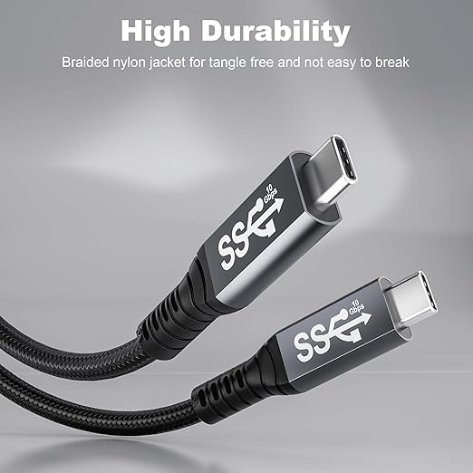 HOTUTUKI 10FT USB-C 3.1 Gen 2 Cable 10Gbps Data Transfer, 60Hz Video Output, 4K Display,100W(5A),USB C Video Monitor Cable 100W PD Fast Charging Compatible with Thunderbolt3 MacBook iPhone 15 iPad