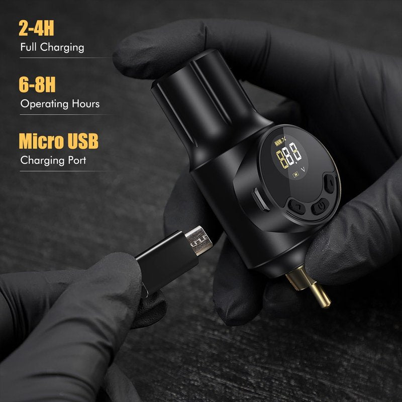 Wireless Tattoo Battery Pack Cordless Tattoo Power Supply 2000mAh Tattoo Machine Battery RCA Connector with LED Digital Display for Tattoo Pen Rotary Tattoo Gun