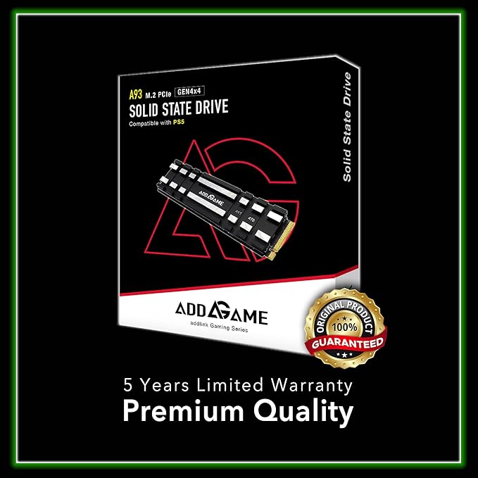 Addlink A93 2TB Storage Expansion for PS5 Console with Heatsink, Up to 7400mb/s, Gen 4 PCIe NVMe m.2 2280, SLC Cache Internal Solid State Drive(ad2TBA93M2P)