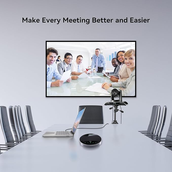 Tenveo 3X Optical Zoom 1080P 60FPS PTZ Conference System with 93ยฐWide-Angle Lens and MagiCall Bluetooth Speakerphone, Video Output via USB 3.0/HDMI/RS485/RS232, Ideal for Large Meetings