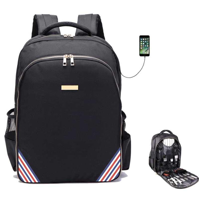 NIHANEH Barbers Bookbags for Clippers and Supplies Hairstylist Bags Travel Backpack Case for Barbers Tools Storage with USB and PUâ¦