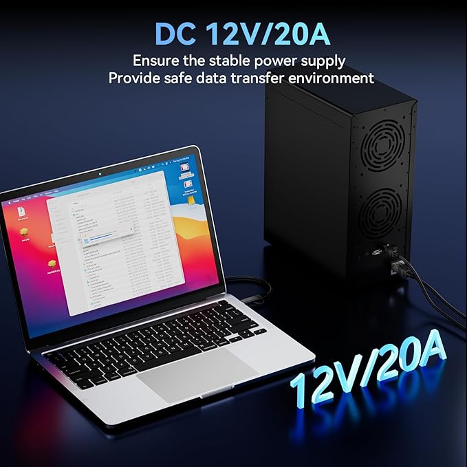 CENMATE 8 Bay Hard Drive RAID Enclosure with Cooling Fan for 2.5/3.5" SATA HDD/SSD with USB A/C 3.0+eSATA Cable, 3.5 Hard Drive Enclosure Supports 160TB Capacity, 8 RAID Modes, DAS(NO NAS)