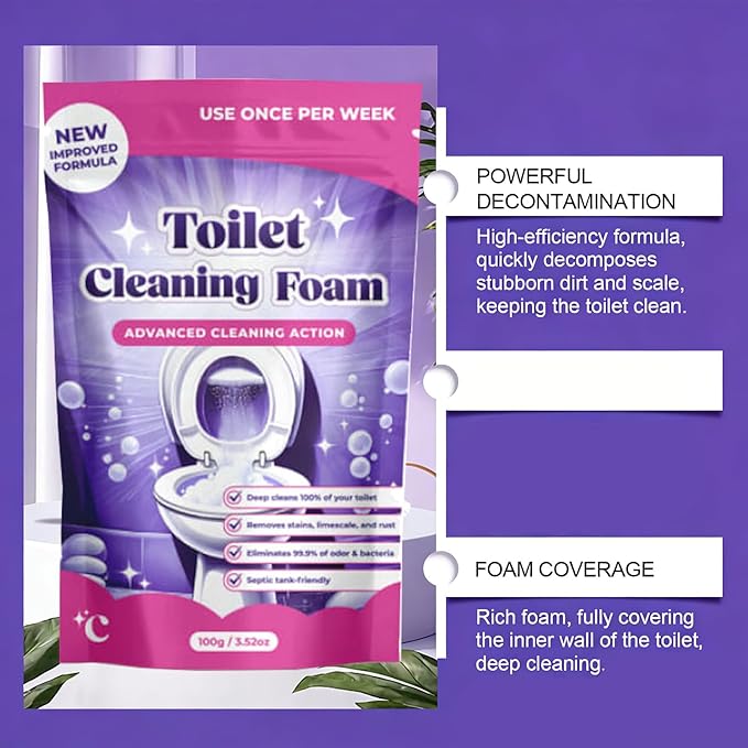 Upgrade Toilet Bowl Cleaner, for Sparkling Clean, Touch Free Foaming Cleaning Powder (4pcs)
