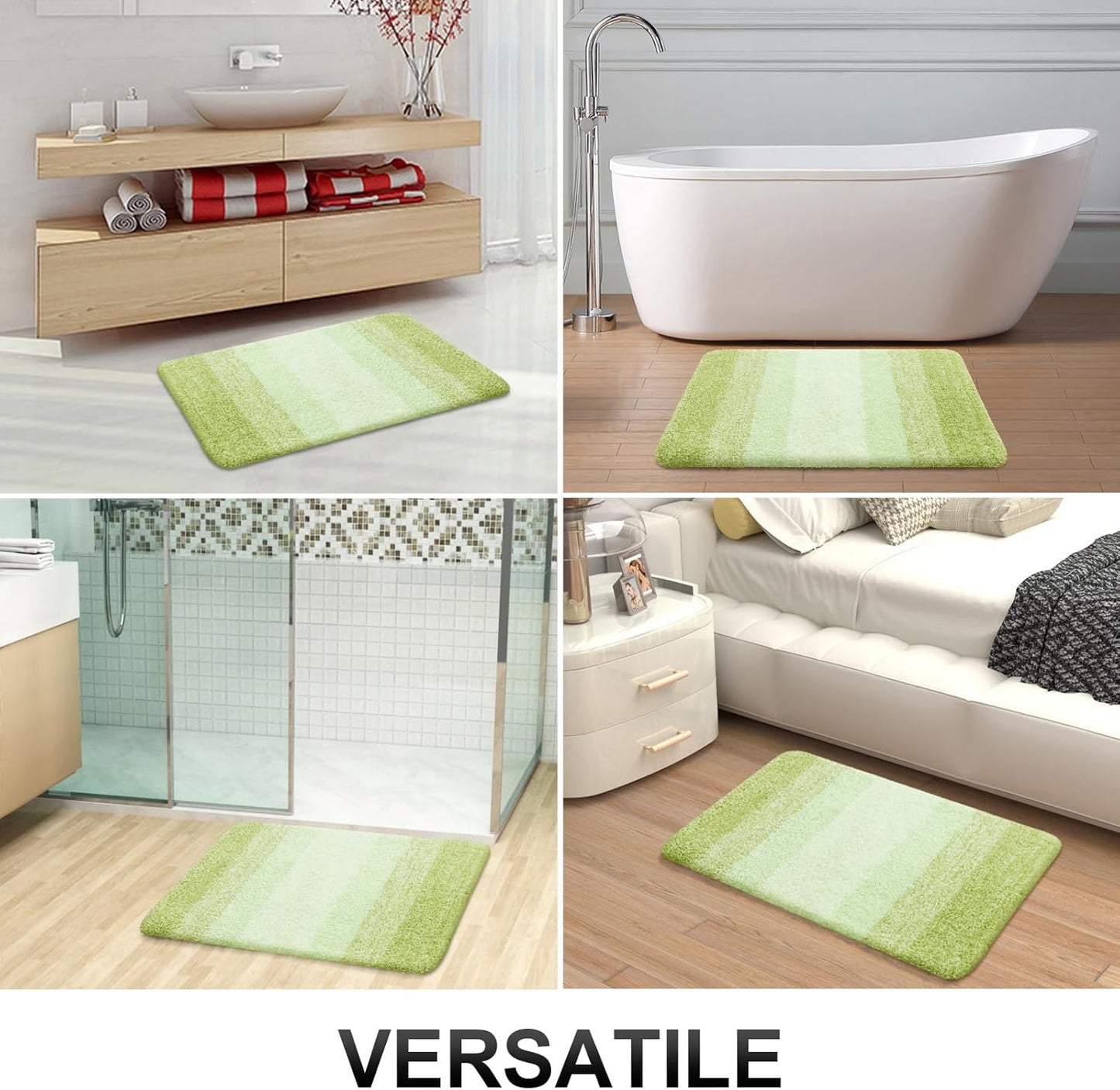 OLANLY Microfiber Bath Rugs - Extra Soft & Absorbent | Quick Dry, Washable, 24x16, Light Green