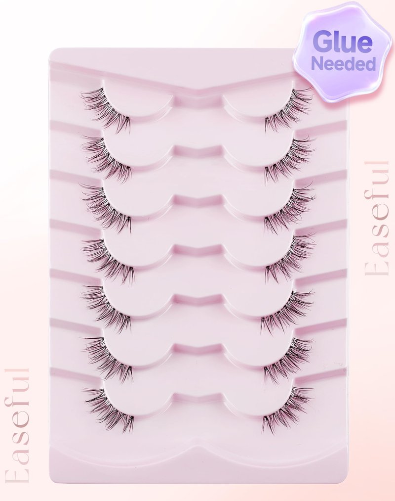 Easeful Half Lashes Natural Corner Eyelashes Wispy Natural Look Clear Band 3/4 Lashes Half-01