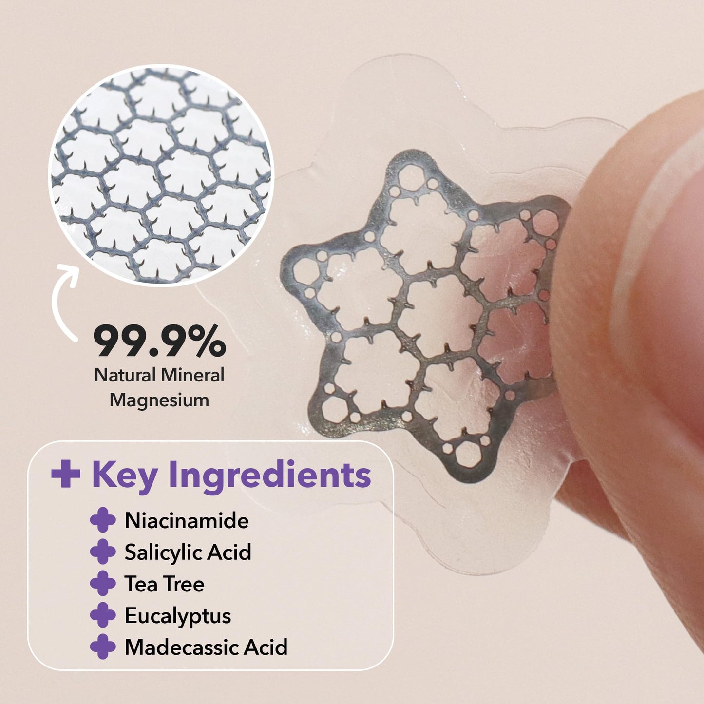 FreeGo Magnesium Blemish Microdarts Pimple Patch | Fast-Acting | Quick Calming | 99.9% Pure Magnesium | Madecassic Acid | Tea Tree | Eucalyptus Leaf | Hydrocolloid Spot Care Patch | Large | 6 Patches