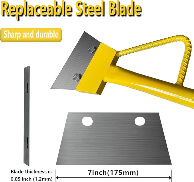 7â Heavy Duty Scraper Long handle scraper Tile Scraper Ice Scraper Removal Scraper Sturdy Floor Scraper Big Blade Scraper