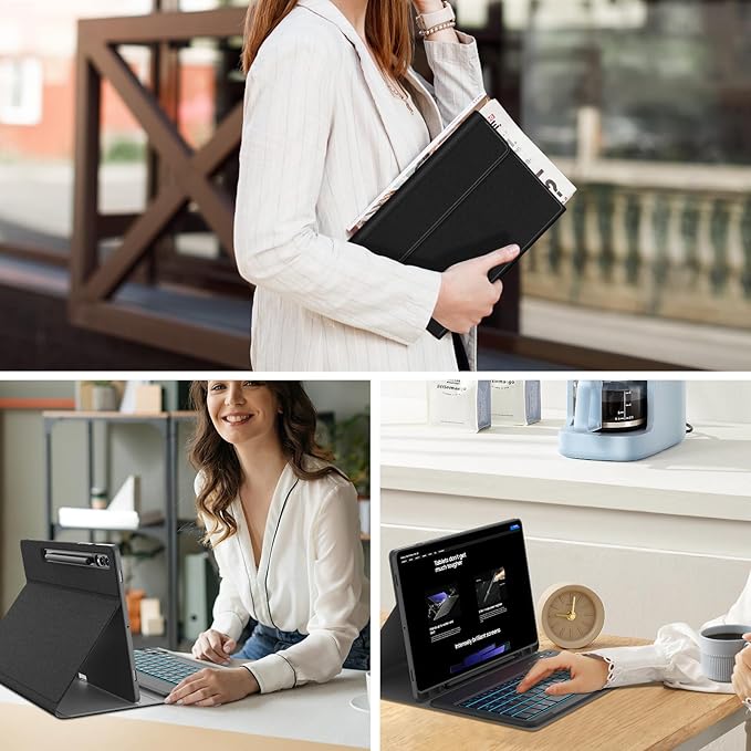 Backlit Keyboard Case for Samsung Galaxy Tab S9+12.4" 2023, Model:SM-X810/X816B/X818U,Smart case with 7color Backlight Detachable Wireless Keyboard Cover with S Pen Holder