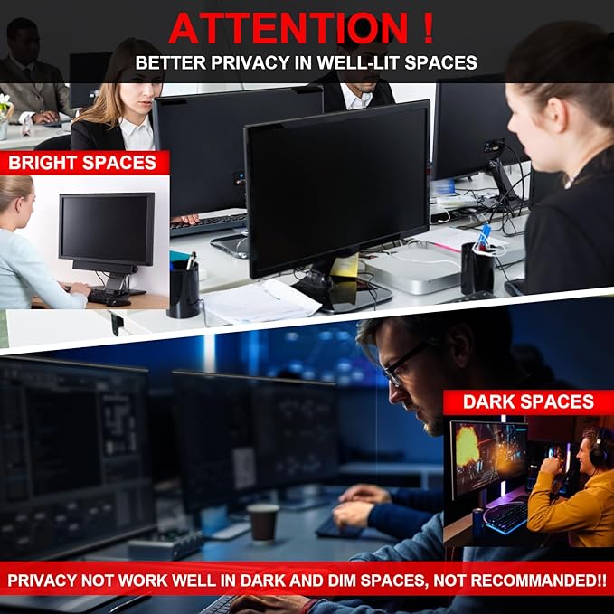 Hoktods Magnetic Computer Privacy Screen Filter 27 Inch, Removable Hanging Aluminum Alloy Privacy Shield for 16:9 Widescreen Monitor, Anti Spy Anti Scratch Anti Glare Blue Light Screen Guard