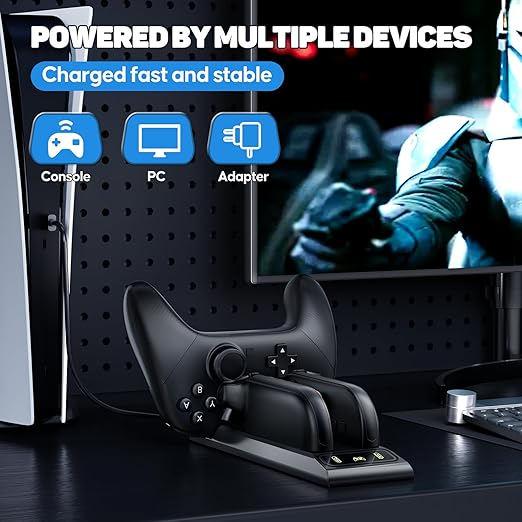 Lmcpa 3 in 1 Controller Charger for Nintendo Switch 2 JoyCon/Pro, Charging Dock with Type-C Port and LED Charging Indicator, 2.5H Fast Charging Space-Saving Storage Stand for Switch 2 Accessories