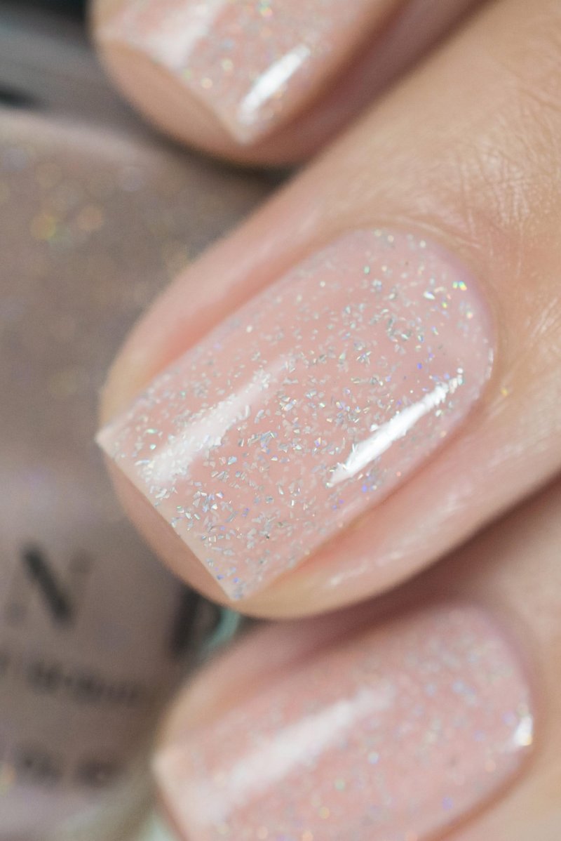 ILNP Birthday Suit - Cashmere Pink Holographic Nail Polish, Sparkly Neutral Nude, Chip Resistant Manicure, Non-Toxic, Vegan, Cruelty Free, Non-Gel