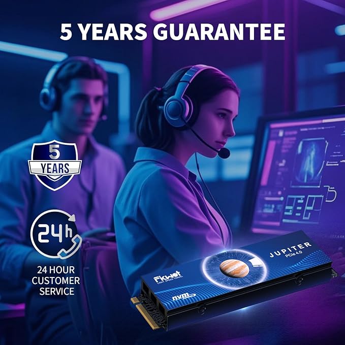 Fikwot FX910 2TB M.2 NVMe SSD for PS5&PC, PCIe Gen4 2280 Gaming SSD with Heatsink, Up to 7300MB/s, Internal Solid State Drive